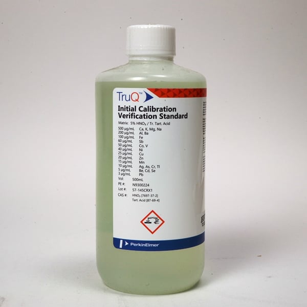 Initial Calibration Verification Standard, Matrix per Volume 5% HNO3</sub> per 500mL