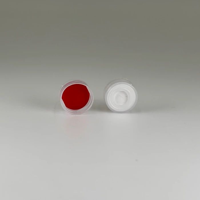 Perkin Elmer 11 mm Pre-Assembled Clear Polyethylene Snap Cap with Pre-Slit PTFE/Silicone (Red/White) Septa, 100/pk